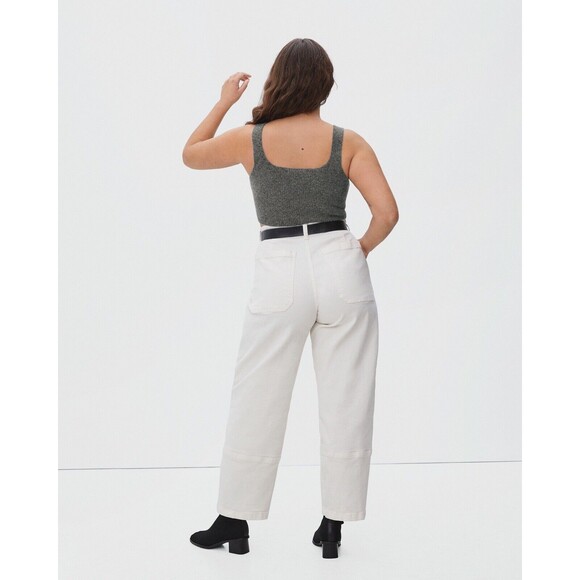 Everlane Womens Cozy Stretch Tank Top Wool Blend Soft Cropped In Charcoal Sz S - Picture 3 of 6